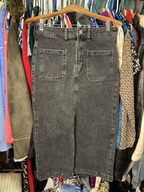 Gap Women’s Skirt Denim High Waisted Midi Black 0